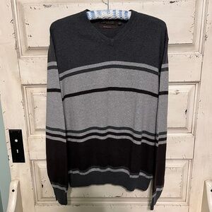 Chatham Road Men's Gray Stripe Modern Fit Sweater Size L